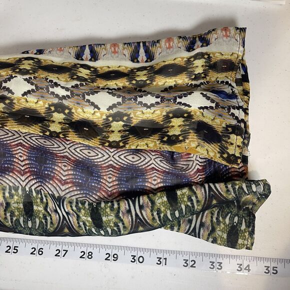 Everly Dress Medium Multi Print Shift Knee Length Sheer Tribal Geometric Boho - Picture 10 of 10